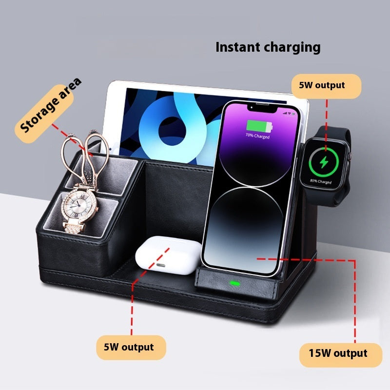 Three-in-one Wireless Charger Mobile Phone Headset Watch Stand Charging Station Storage Box - SustainCharge