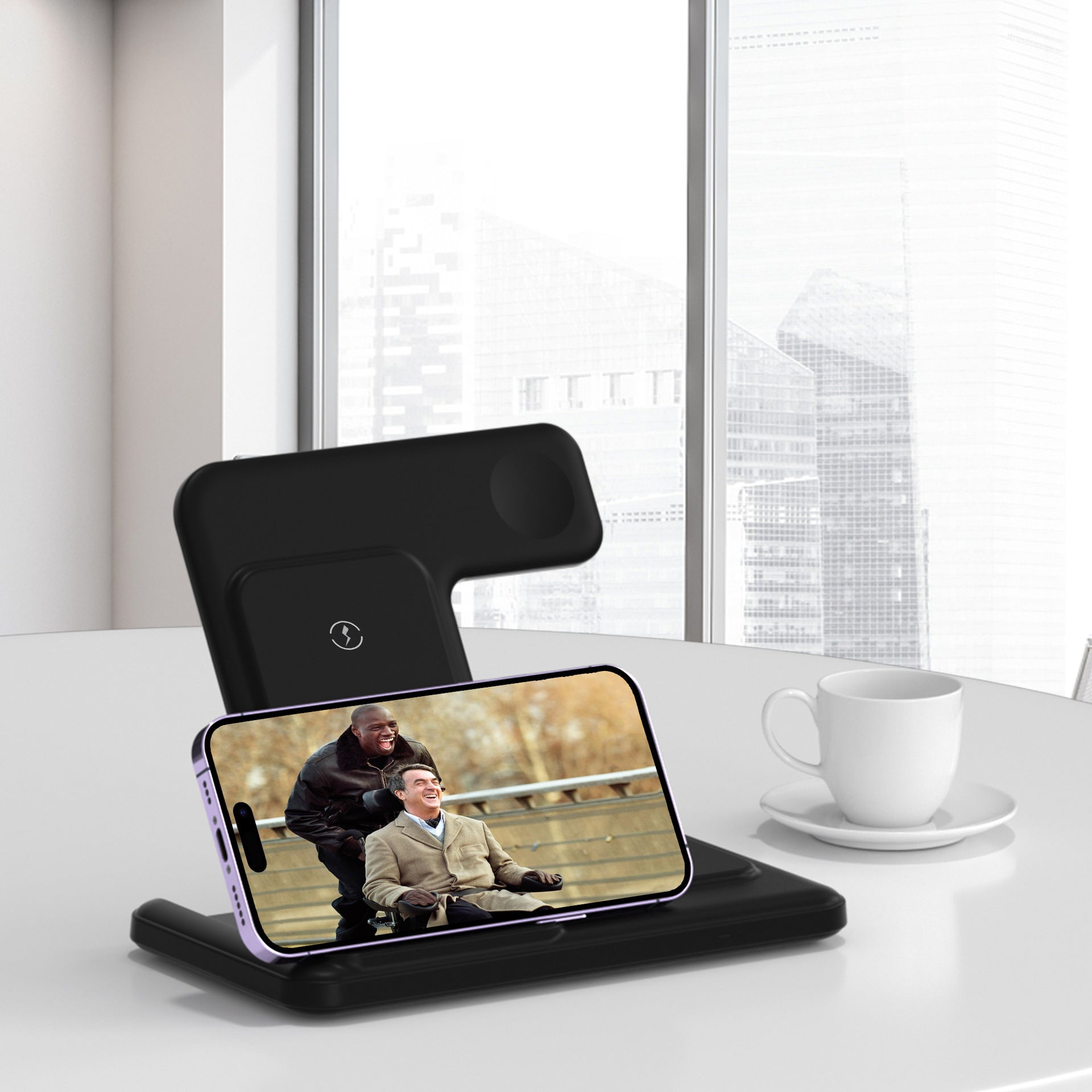 Vertical Bracket Fast Charging Base Three-in-one Wireless Charger - SustainCharge