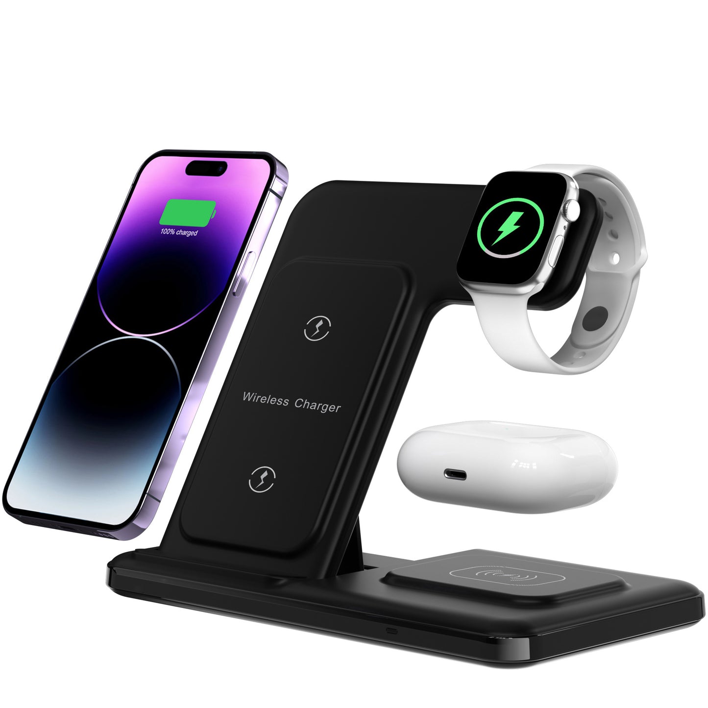Vertical Bracket Fast Charging Base Three-in-one Wireless Charger - SustainCharge