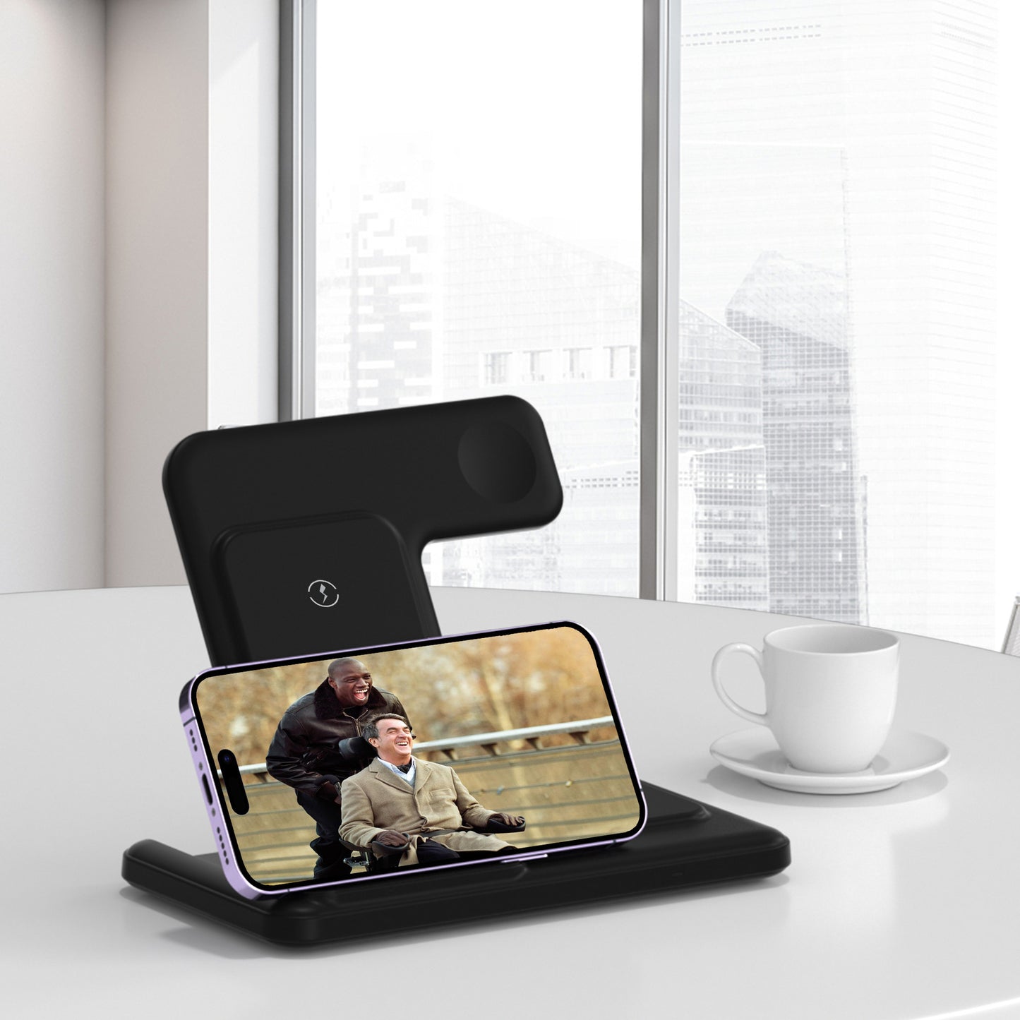 Vertical Bracket Fast Charging Base Three-in-one Wireless Charger - SustainCharge