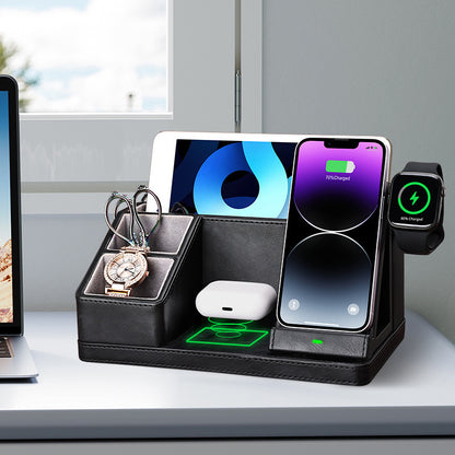 Three-in-one Wireless Charger Mobile Phone Headset Watch Stand Charging Station Storage Box - SustainCharge