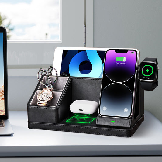 Three-in-one Wireless Charger Mobile Phone Headset Watch Stand Charging Station Storage Box - SustainCharge